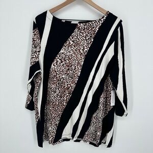 Chico's Tunic Womens 3 XL Animal Fusion Boat Neck 3/4 Sleeve Top NWT